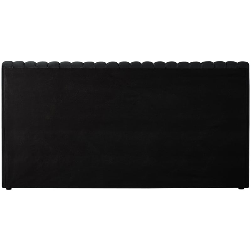 Pemberly Row Contemporary Deep Channel Tufted Rich Black Velvet Full Bed