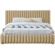 Pemberly Row Contemporary Deep Channel Tufted Rich Camel Velvet King Bed