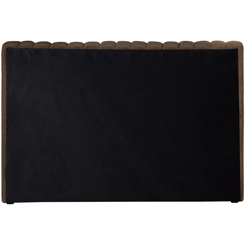 Pemberly Row Contemporary Deep Channel Tufted Rich Brown Velvet Twin Bed