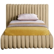 Pemberly Row Contemporary Deep Channel Tufted Rich Camel Velvet Twin Bed