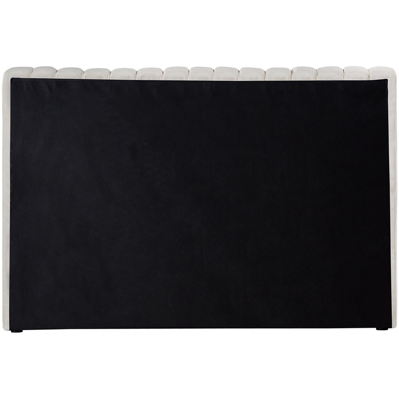 Pemberly Row Contemporary Deep Channel Tufted Rich Cream Velvet Twin Bed
