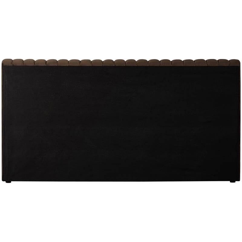Pemberly Row Contemporary Deep Channel Tufted Rich Brown Velvet Queen Bed