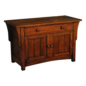 Pemberly Row Modern Arts and Crafts Wood Cabinet in Dark Walnut