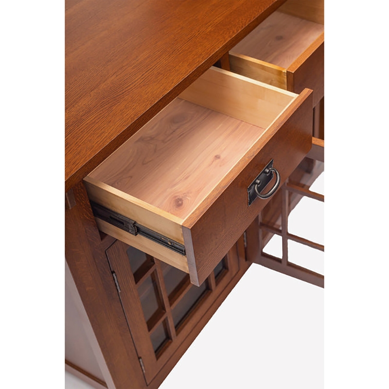 Pemberly Row Contemporary Arts and Crafts Wood Sideboard in Cherry