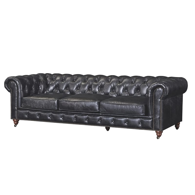 Pemberly Row Top Grain Leather Chesterfield 95