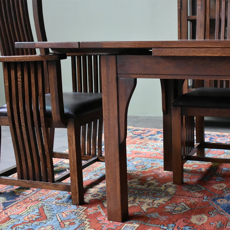 Pemberly Row Arts and Crafts Solid Wood Dining Set in Walnut