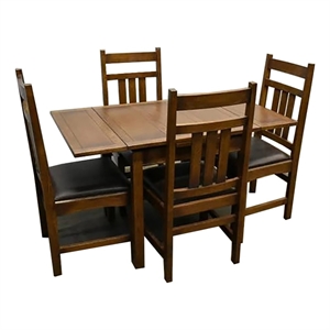 Pemberly Row Arts and Crafts Solid Wood Kitchen Table Set in Walnut/Oak