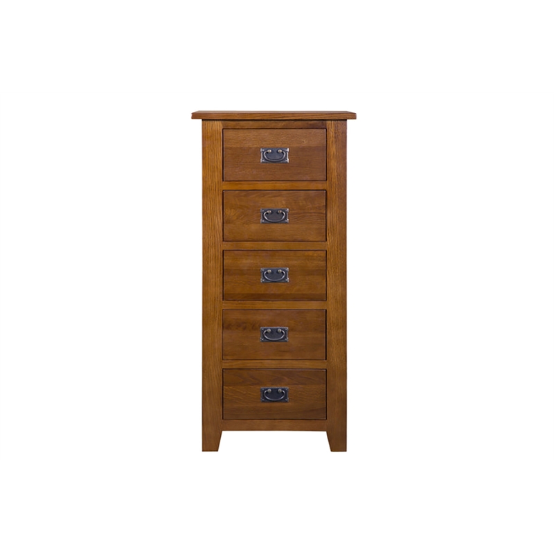 Pemberly Row Craftsman Mission 5-Drawer Solid Wood Dresser in Cherry