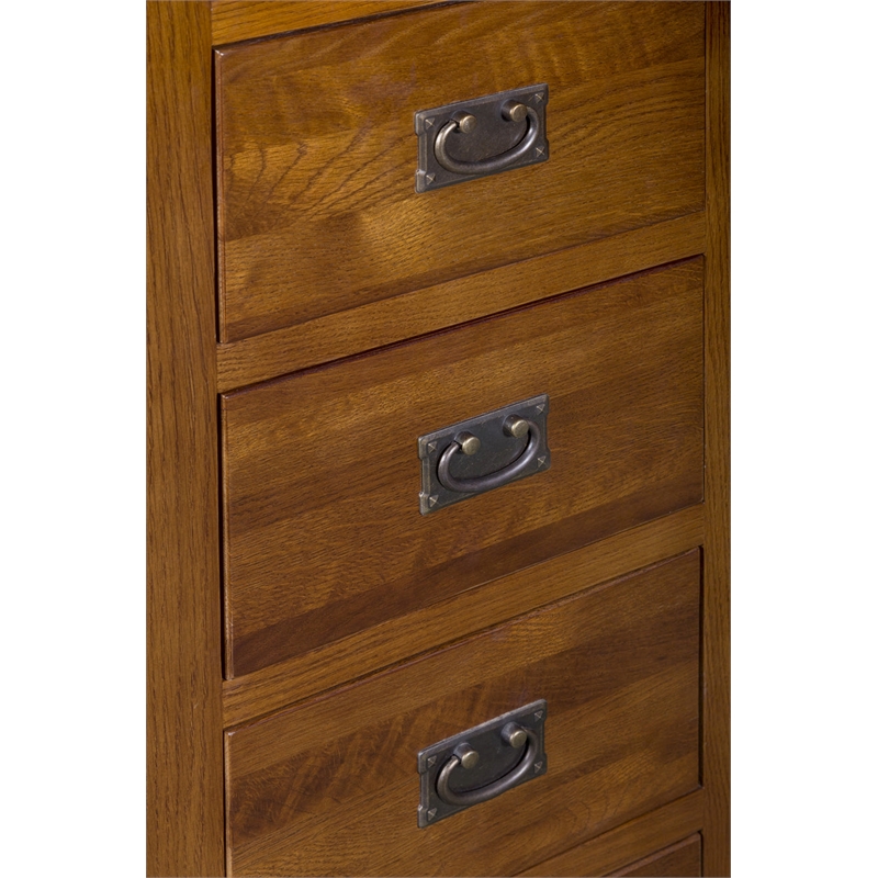 Pemberly Row Craftsman Mission 5-Drawer Solid Wood Dresser in Cherry