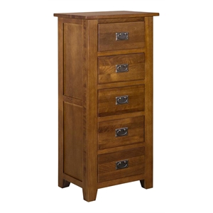 Pemberly Row Craftsman Mission 5-Drawer Solid Wood Dresser in Cherry