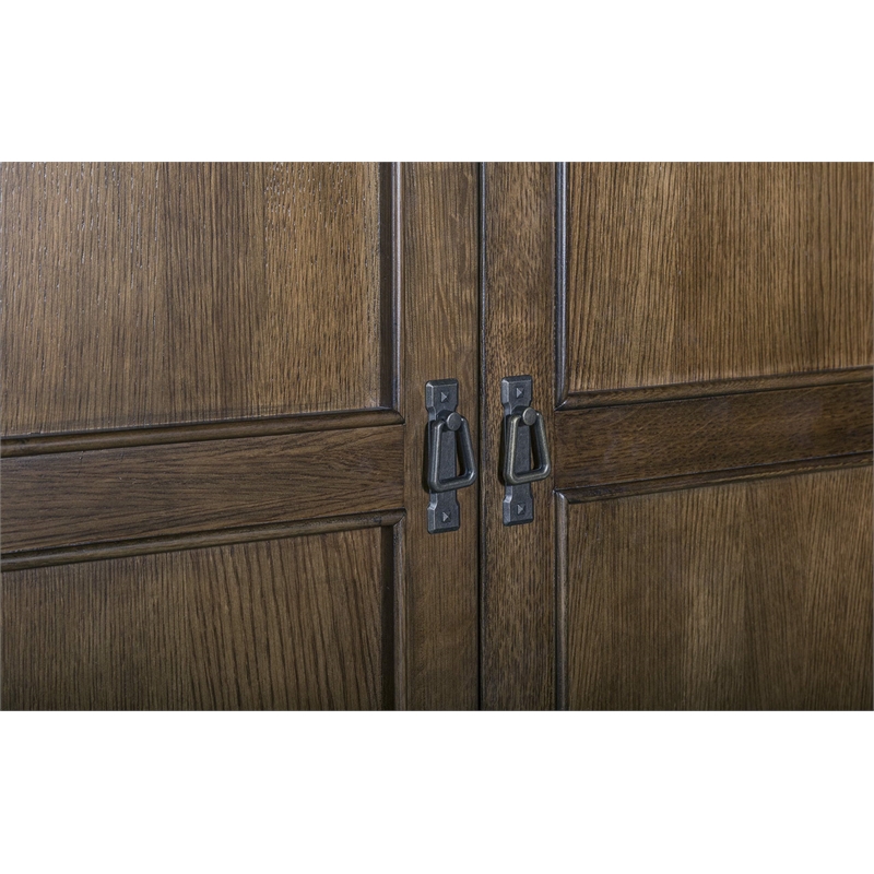 Pemberly Row Craftsman Mission 2-Drawer Solid Wood Armoire in Walnut