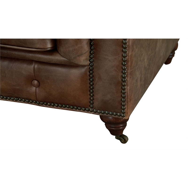 Pemberly Row Top Grain Leather Chesterfield 72