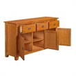 Pemberly Row Arts and Crafts 3-Door Solid Wood Sideboard in Cherry