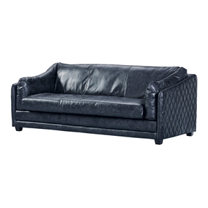 Pemberly Row Contemporary Italian Leather Sofa in Slate Finish