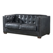 Pemberly Row Contemporary Italian Leather Loveseat in Slate Finish