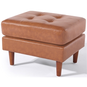 Pemberly Row Contemporary Faux Leather Ottoman/Footstool in Brown