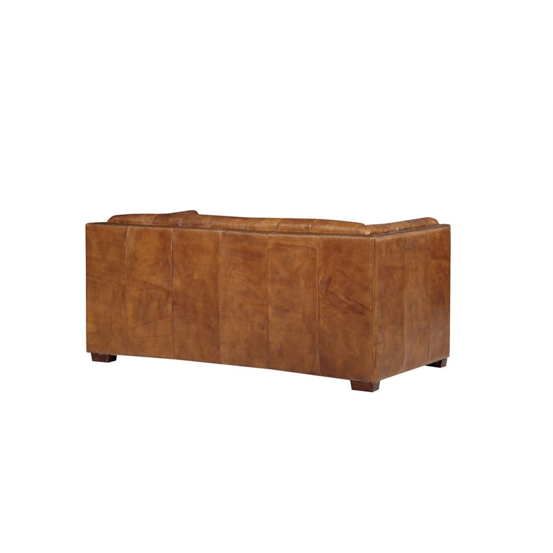 Pemberly Row Contemporary Leather Arm Chair in Light Brown Finish