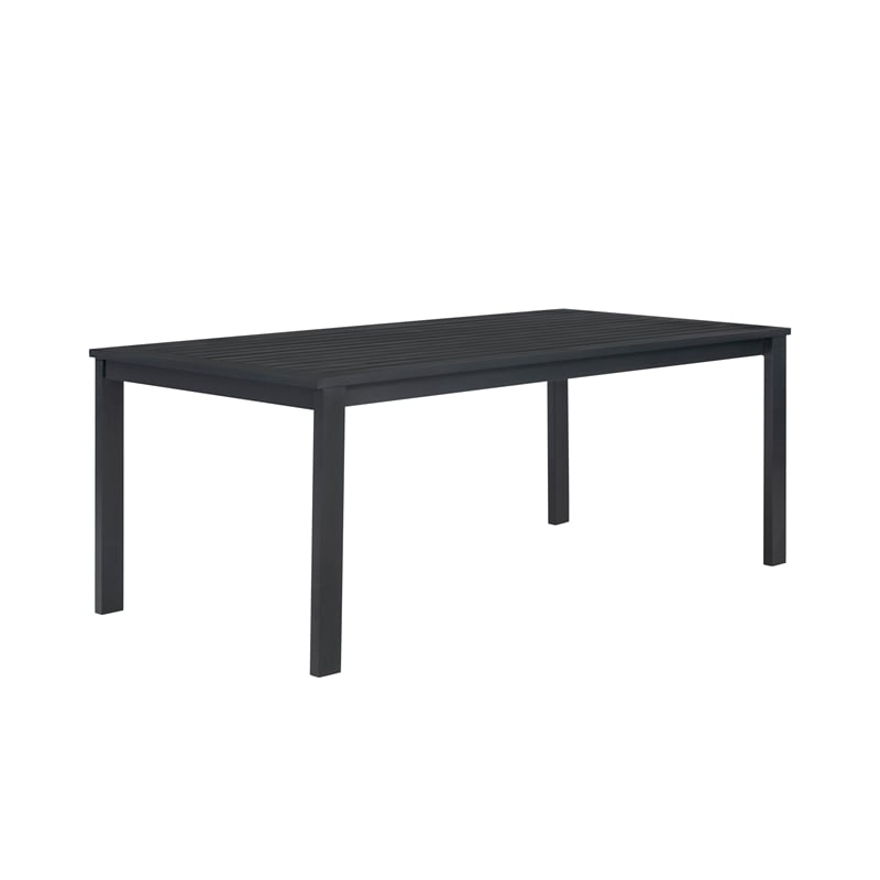 Pemberly Row Outdoor Aluminum Dining Table and 6 Chairs Set - Black