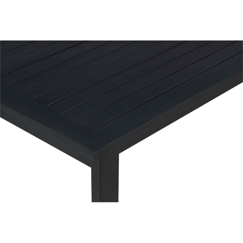 Pemberly Row Outdoor Aluminum Dining Table and 6 Chairs Set - Black