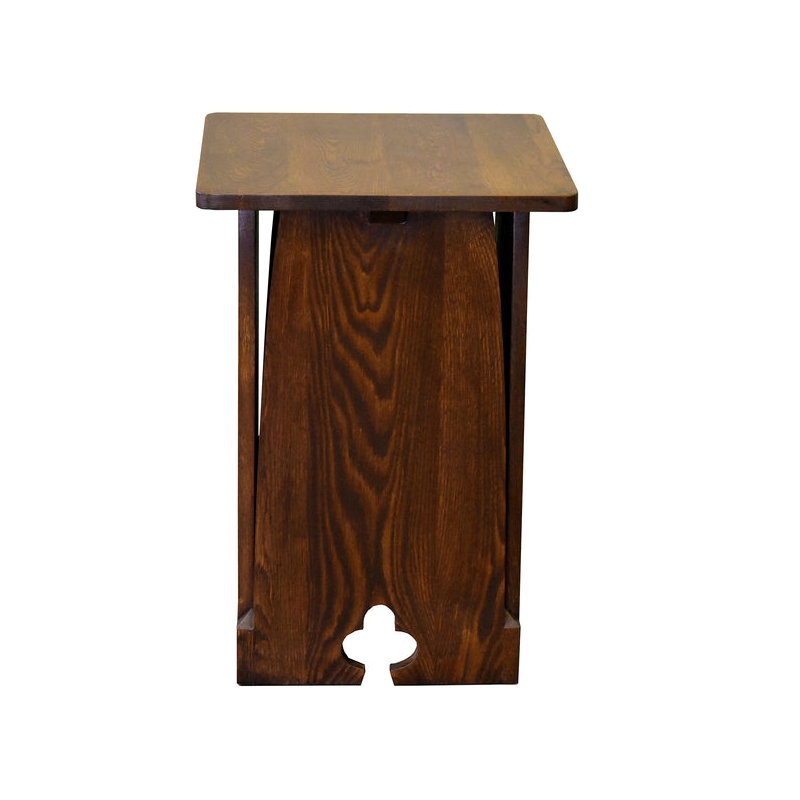 Pemberly Row Mission Oak Tabouret Side Table - Walnut Finish