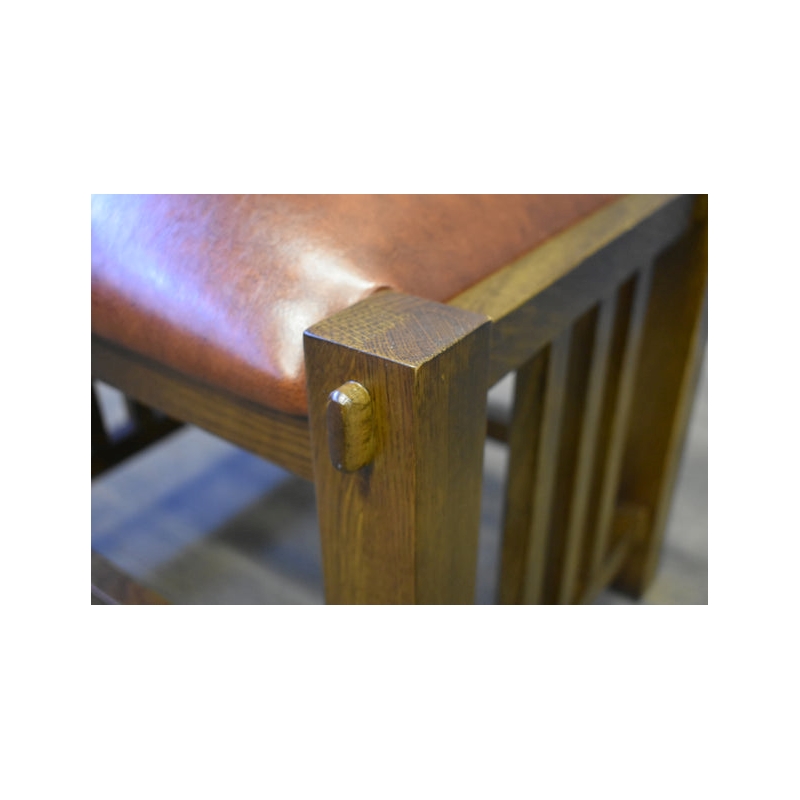 Pemberly Row Mission Spindle Stool - Quarter Sawn Oak & Leather - Walnut