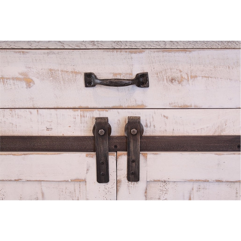 Pemberley Row Solid Wood Distressed White Kitchen Island Rectangular Generous Storage