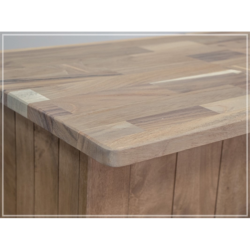 Pemberly Row Natural Parota Solid Wood Bar with Wine Rack - 63