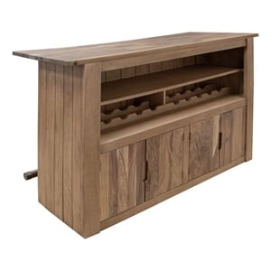 Pemberly Row Natural Parota Solid Wood Bar with Wine Rack - 63&quot