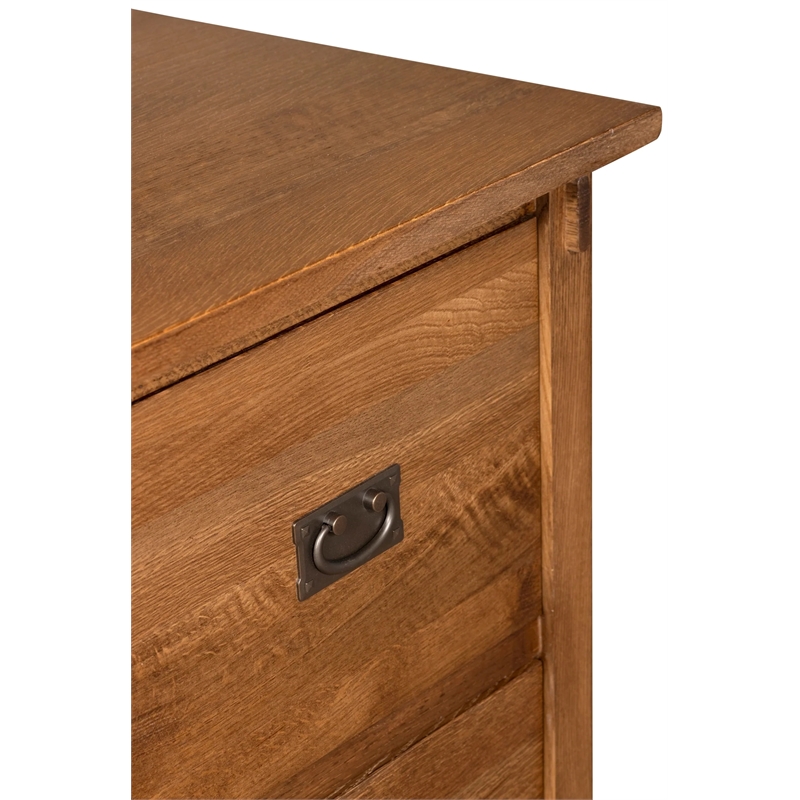 Pemberly Row Mission Solid Oak Wood 2-Drawers Lateral File Cabinet in Walnut