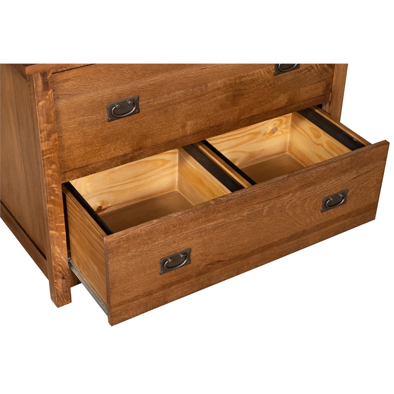 Pemberly Row Mission Solid Oak Wood 2-Drawers Lateral File Cabinet in Walnut