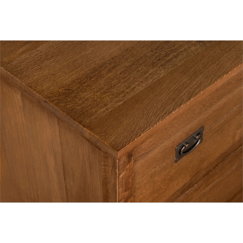 Pemberly Row Mission Solid Oak Wood 2-Drawers Lateral File Cabinet in Walnut