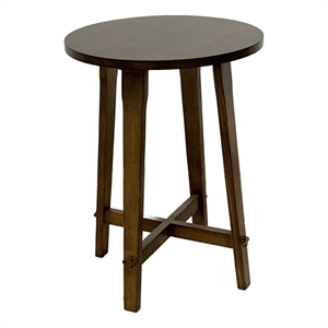 Pemberly Row Arts and Crafts / Mission Oak Round End Table - Walnut