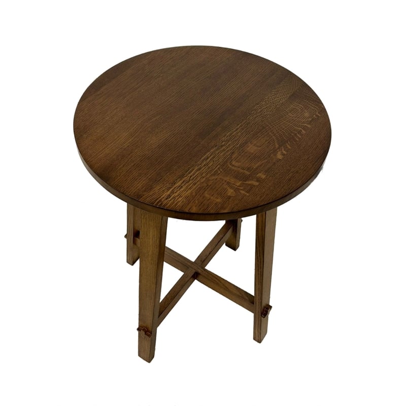 Pemberly Row Arts and Crafts / Mission Style Taboret End Table - Walnut