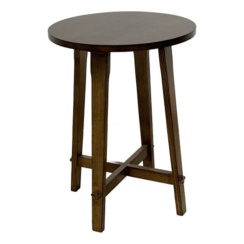 Pemberly Row Arts and Crafts / Mission Style Taboret End Table - Walnut