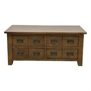 Pemberly Row Contemporary Mission 8-Drawer Coffee Table - Walnut