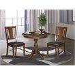 Pemberly Row Antique 3-piece Dining Set with Leather Seat in Mahogany