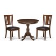 Pemberly Row Antique 3-piece Dining Set with Leather Seat in Mahogany