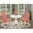 Pemberly Row 3-piece Dining Set with Leather Seat in White/Pink