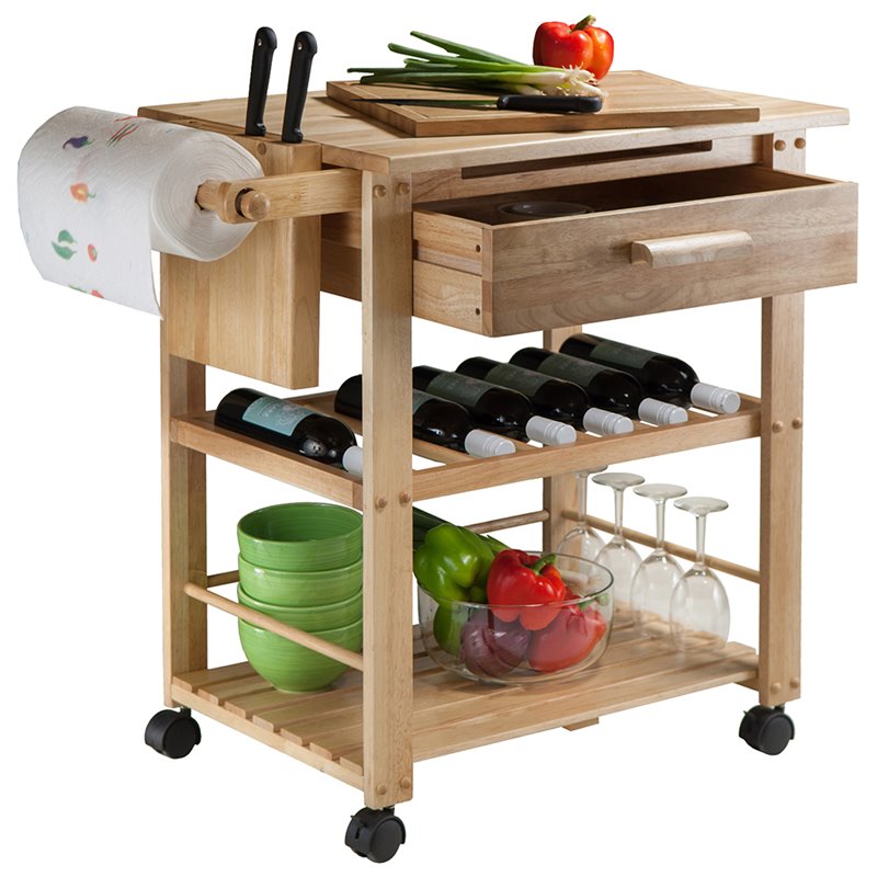 Pemberley Row Solid Wood Natural Kitchen Cart Rectangular 31.57