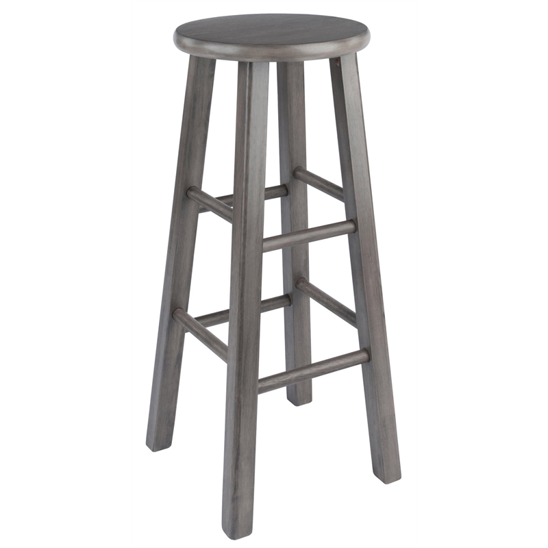 Pemberley Row Solid Wood Rustic Gray Bar Stool Square 29