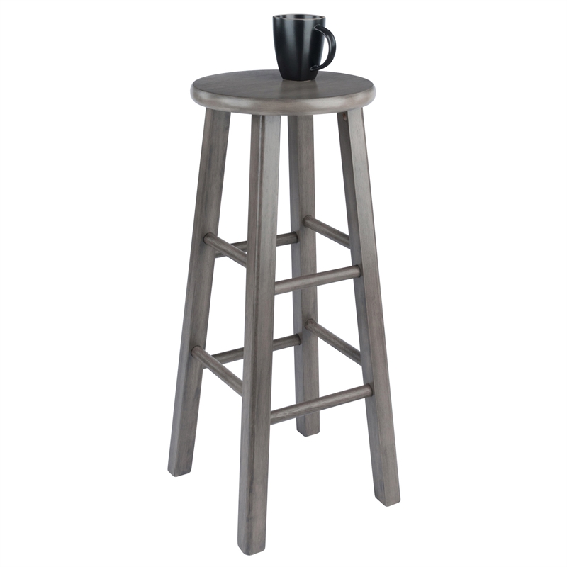 Pemberley Row Solid Wood Rustic Gray Bar Stool Square 29
