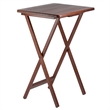 Pemberly Row 5-Piece Transitional Solid Wood Snack Table Set in Walnut