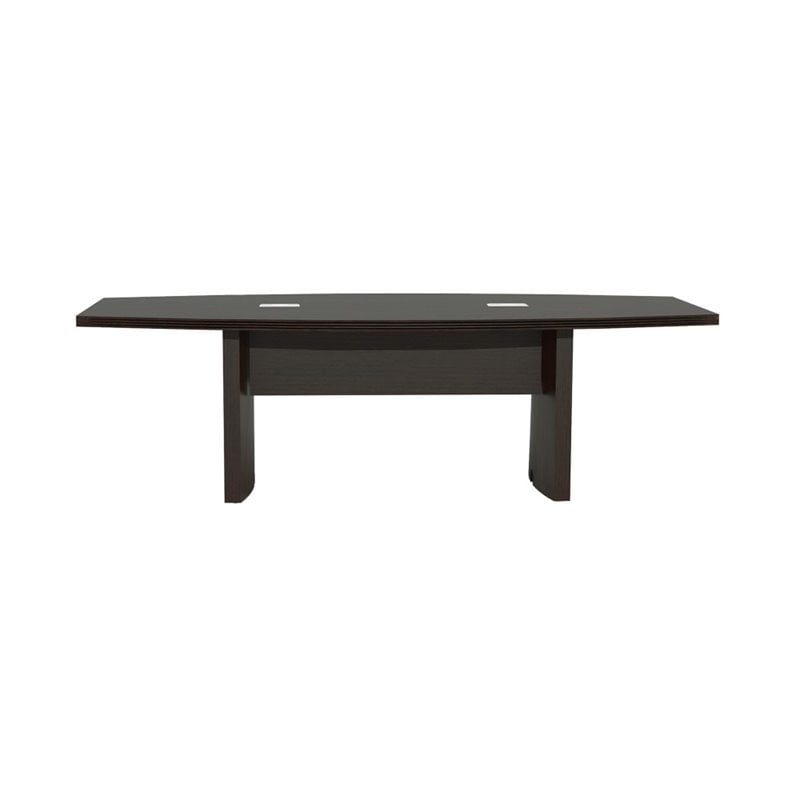 Pemberly Row 8' Boat Shaped Conference Table with Slab Base in Mocha