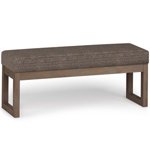 Pemberly Row 44&quot Tweed Fabric Upholstered Ottoman Bench in Mink Brown
