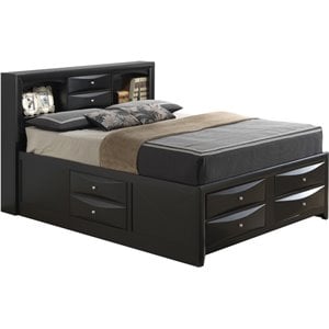 Pemberly Row Modern / Contemporary Wood Full Storage Bed in Black