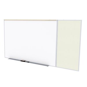Pemberly Row Vinyl 4' x 12' Bulletin & Magnetic Whiteboard in Ivory