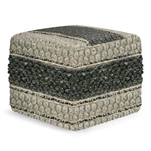 Pemberly Row Contemporary Square Pouf in Green and Natural Handloom Woven