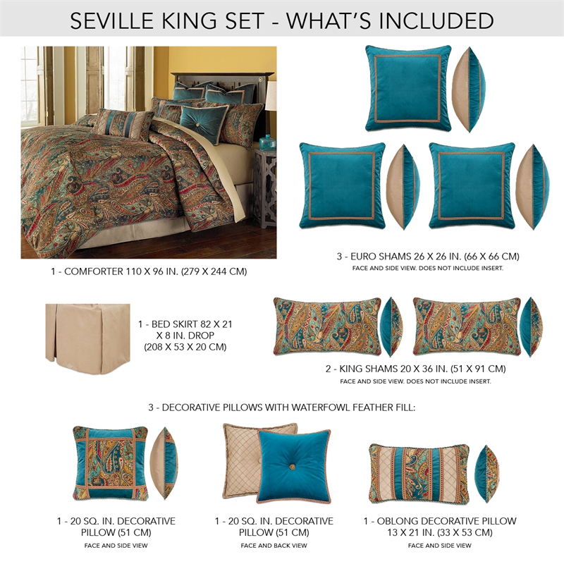 Pemberly Row Contemporary 10-Piece Paisley Velvet King Comforter Set