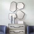 Pemberly Row Contemporary Iron MDF and Glass Mirror in Black (Set of 4)