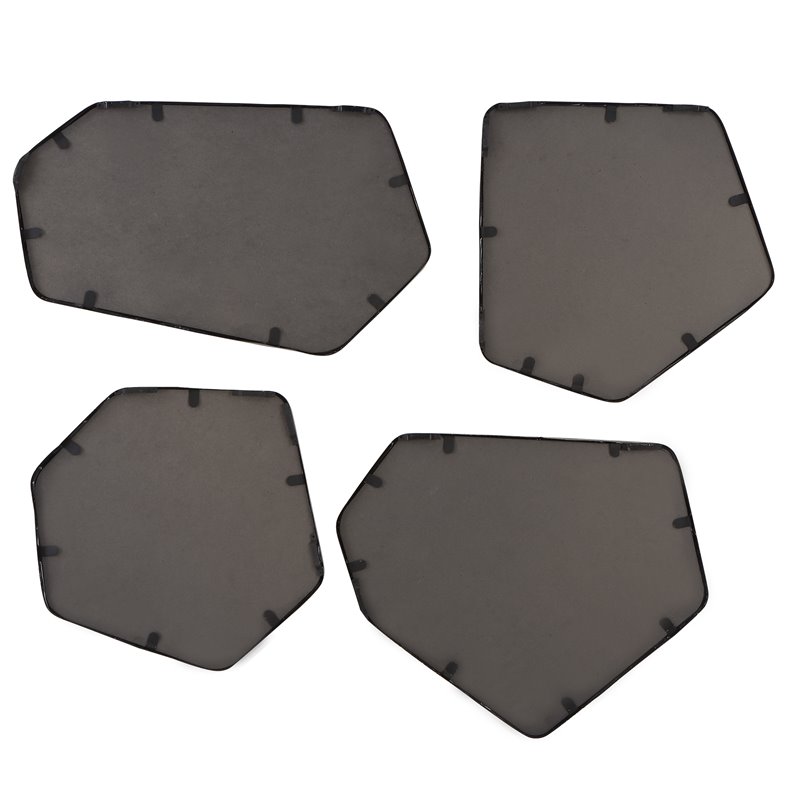 Pemberly Row Contemporary Iron MDF and Glass Mirror in Black (Set of 4)